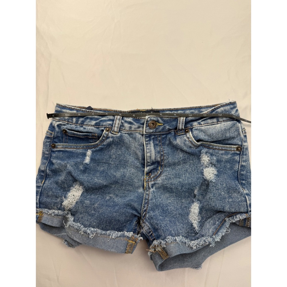 Lucky Brand Riley Shorts Girls 14 Blue Acid Wash Distressed Denim Cut Offs - Picture 6 of 10